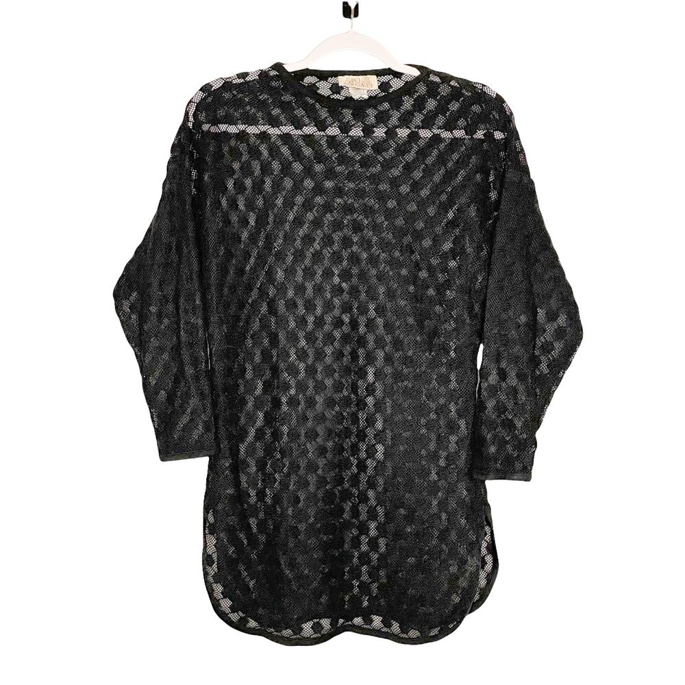 Vintage Sand Dollar Womens Size S Black Sheer 3/4 Sleeve Top Coverup